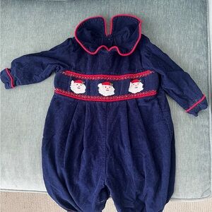 Blue Christmas romper shrimp and grits kids